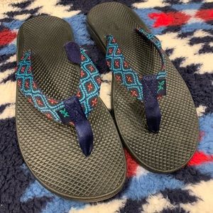 Chaco Playa Pro Web Flip Flops Blue and Red Straps